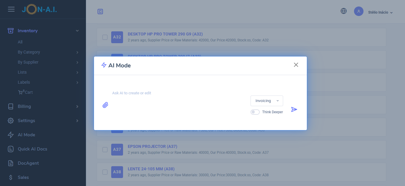Invoicing AI Mode